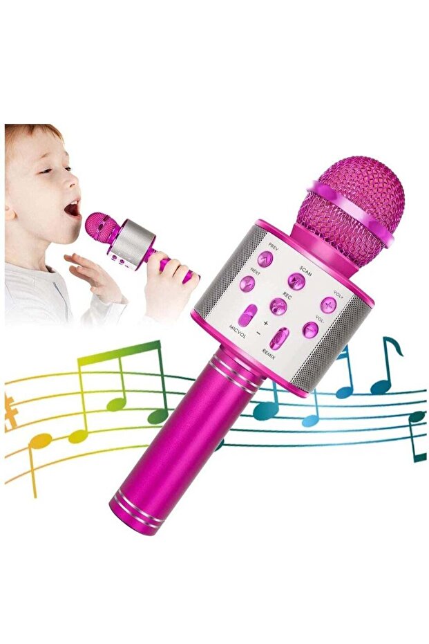 Wireless Bluetooth Karaoke Microphone for Kids, 5-in-1 Portable Handheld Karaoke Mic Speaker Player Recorder