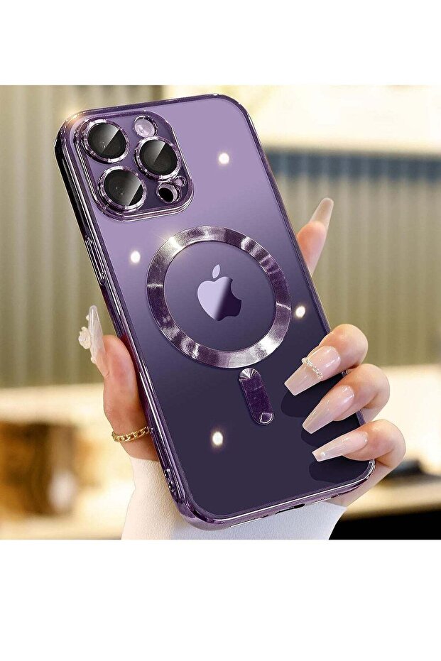 Magnetic Clear Case for iPhone 15 Pro Max [MagSafe] [Camera Lens Protector] Luxury Plating Soft TPU