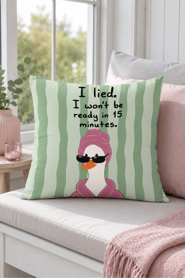 غطاء وسادة مزخرف مطبوع عليه نص I Lied Duck، ديكور عصري ممتع، مقاس 43x43 سم