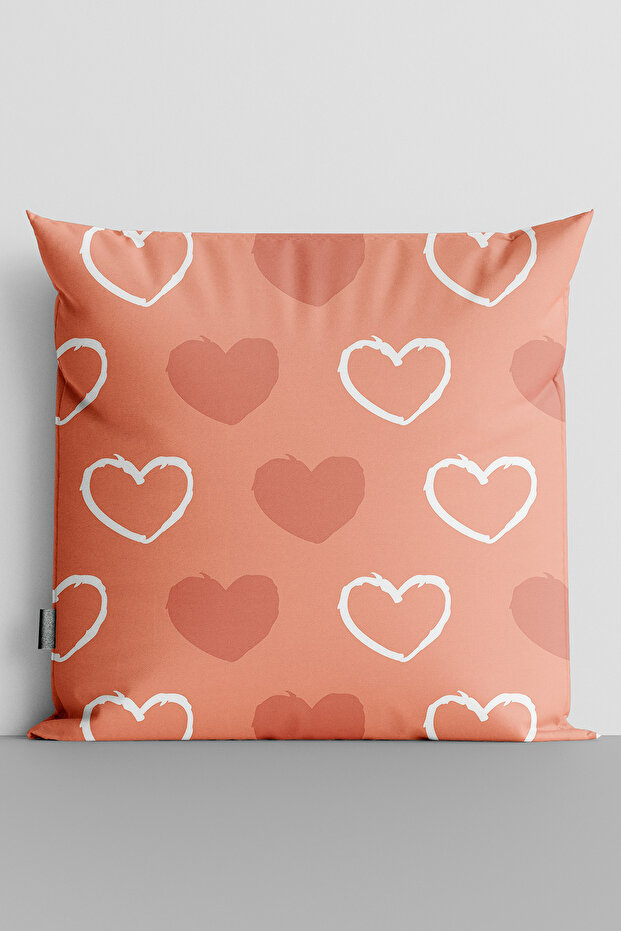 White Orange Hearts Double Sided Digital Printed Throw Pillow Cover