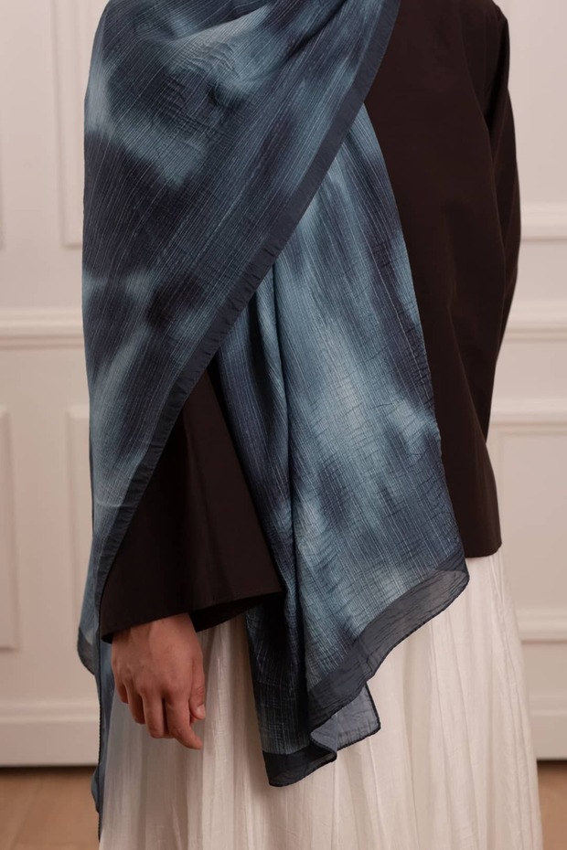 Floral Breeze Patterned Muslin Shawl Emerald Green