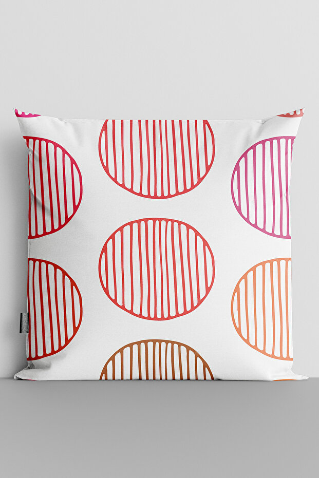 Red Striped Circles Double-Sided Digital Printed Throw Pillow Cover - 1954