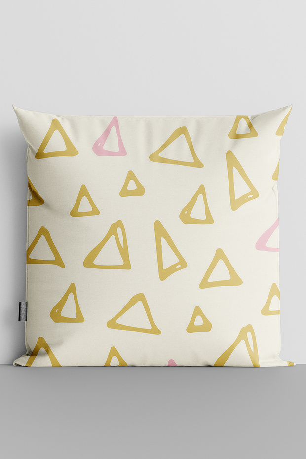 Yellow Triangles Double Sided Digital Printed Pillow Throw Pillow Cover-1473