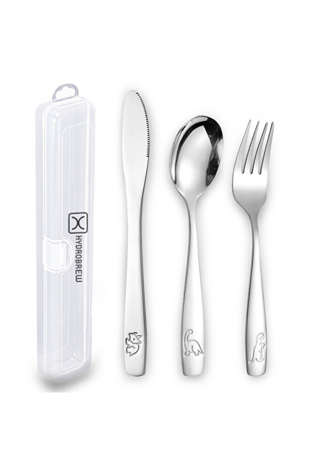 3-Piece Stainless Steel Cutlery Set with Storage Box – Spoon, Fork & Knife, Portable Travel Utensil Set