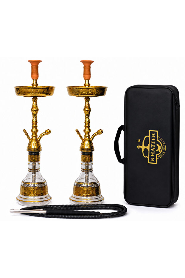 Premium Decorative Metal Set with Crystal Glass Base 80 cm – Gold Finish