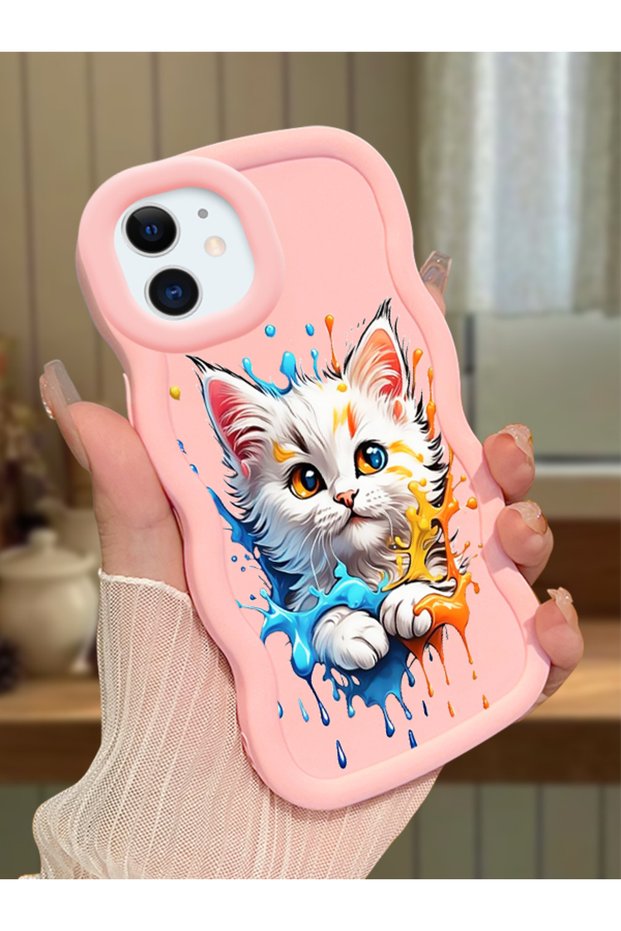 حافظة متوافقة مع هاتف iPhone 11، حافظة حماية للكاميرا من السيليكون الوردي، حافظة هاتف بنمط قطة