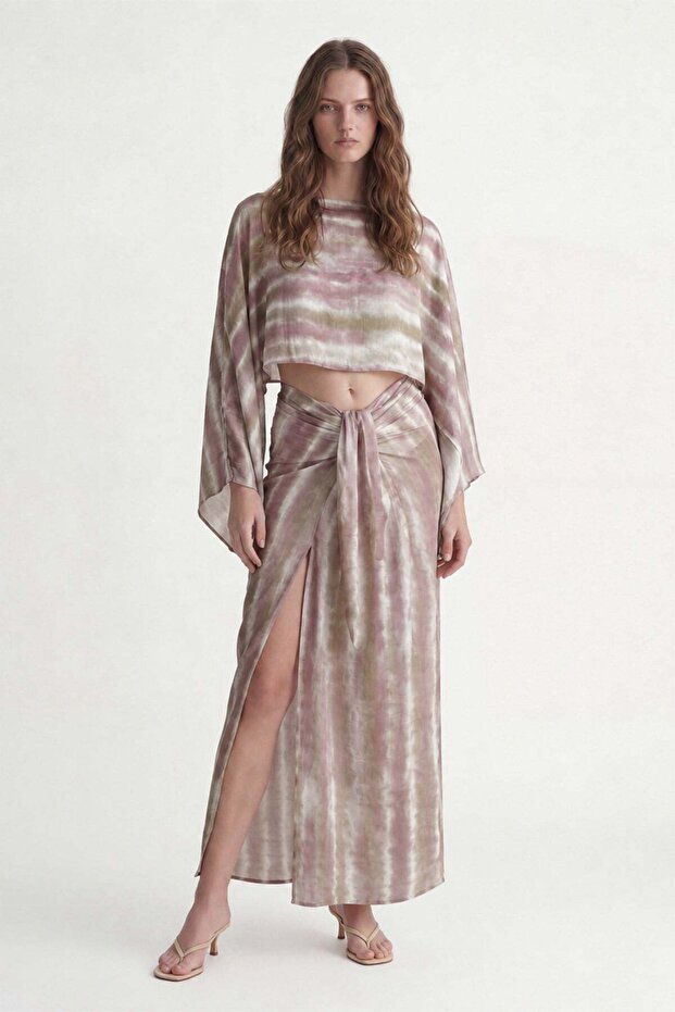 Pink Slit Skirt Pareo Set