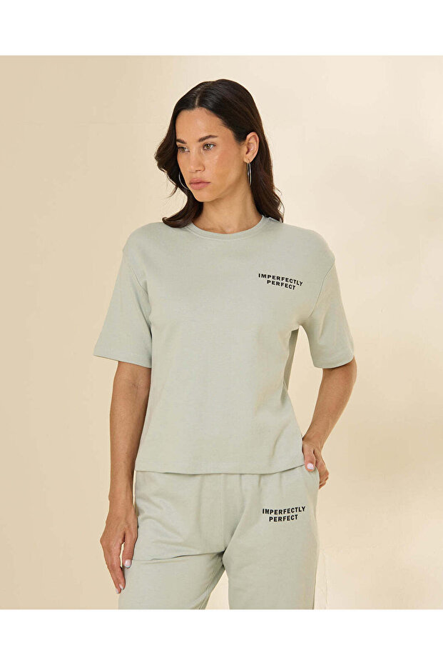 Women Green Crew Neck T-Shirt