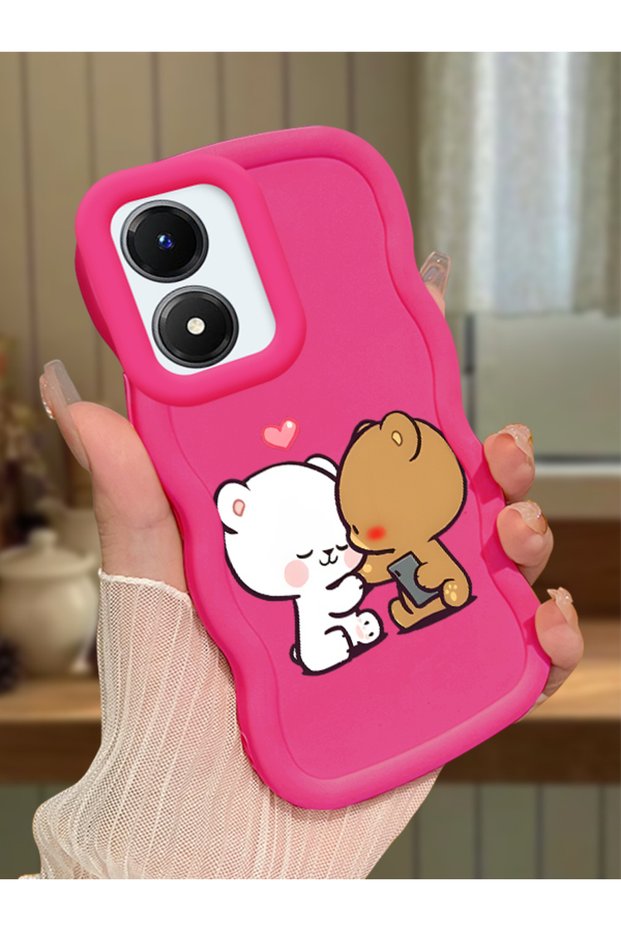 Vivo Y02S Compatible Case Camera Protector Red Silicone Couple Phone Case Cute Pattern