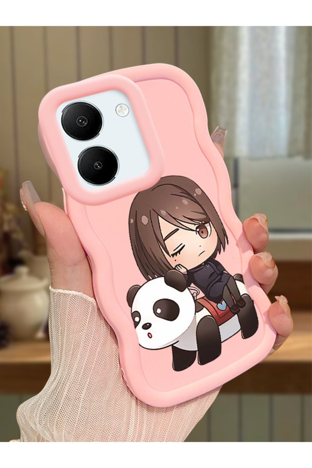 Vivo Y36 5g Compatible Case Camera Protector Pink Silicone Couple Phone Case Panda Pattern