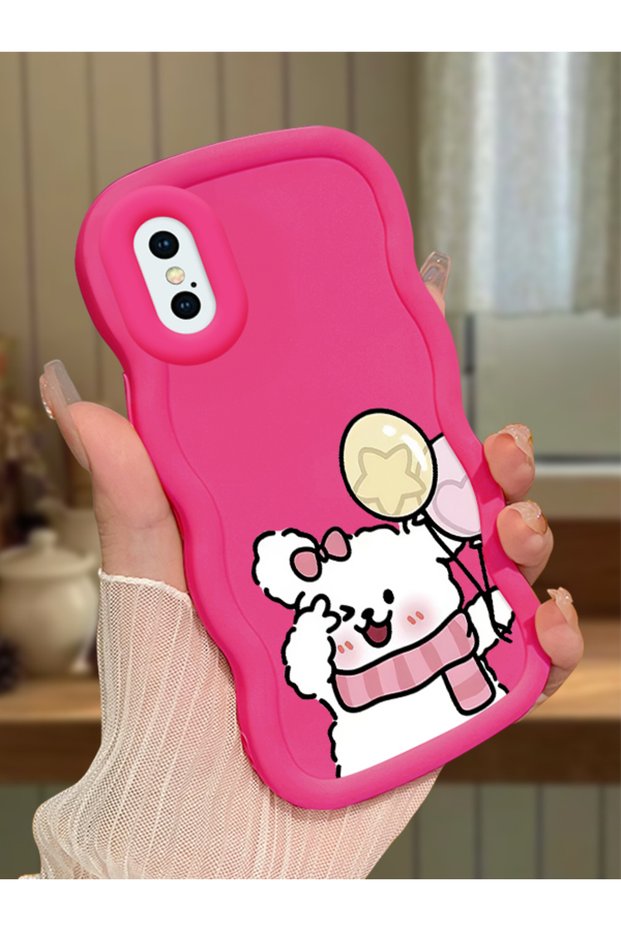 iPhone XS Compatible Case Camera Protector Red Silicone Couple Phone Case Cat Pattern
