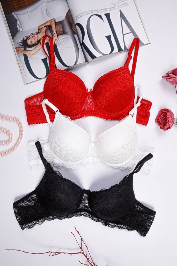 Women's Underwire Padded Lace 3-Piece Bra Set