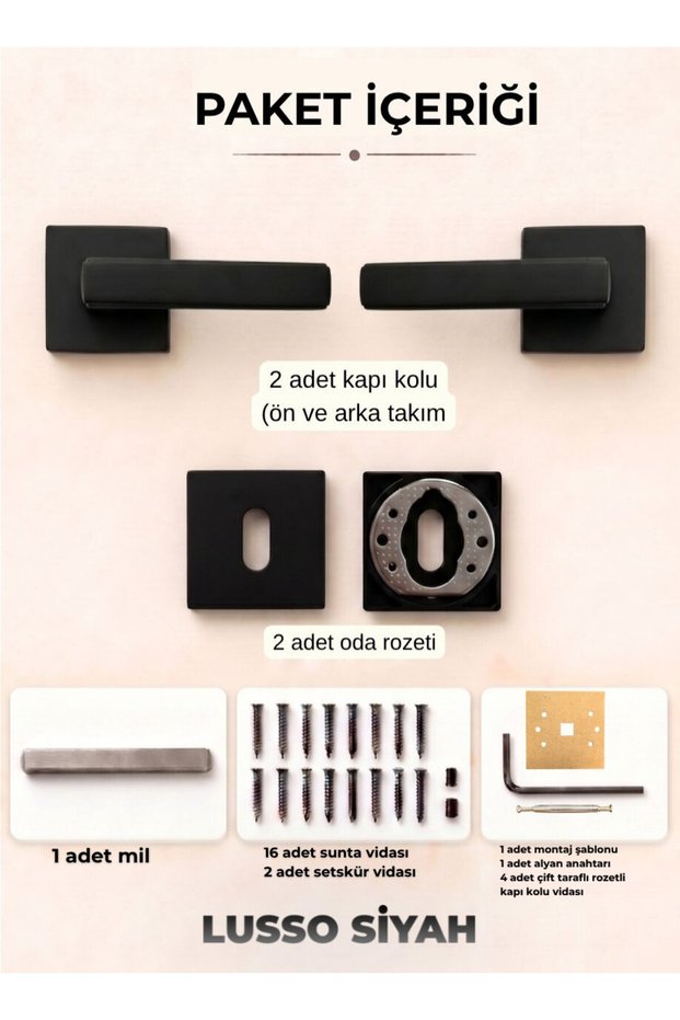 Lusso Black Square Badge Door Handle Luxury Room Door Handle