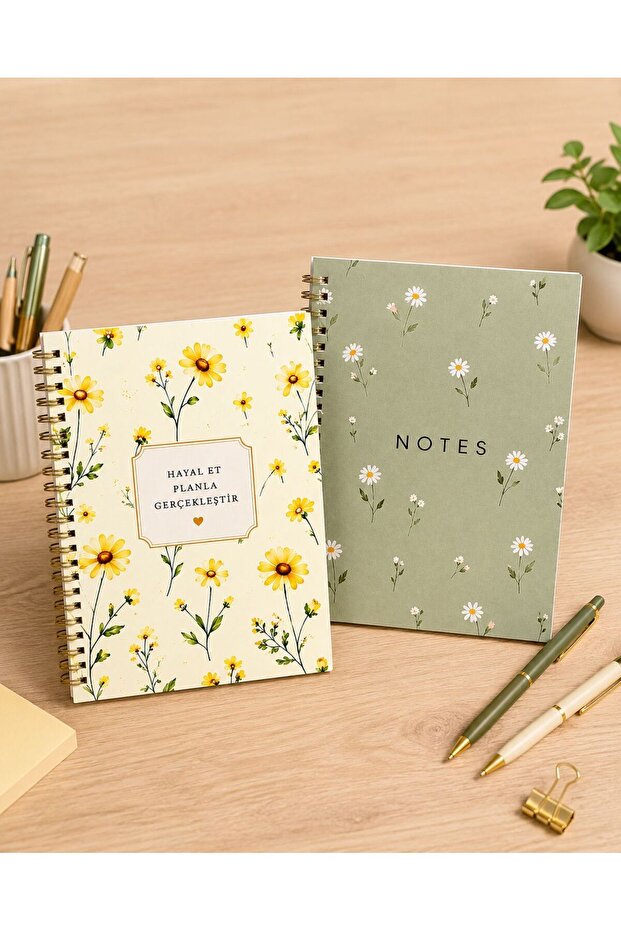 A5 Spiral Bound Lined 2-Pack Notebook Notepad, School Notebook 120 Sheets - 2