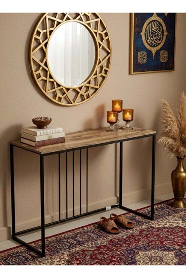 طاولة كونسول مستطيلة بإطار معدني 120x40x80 سم - 2