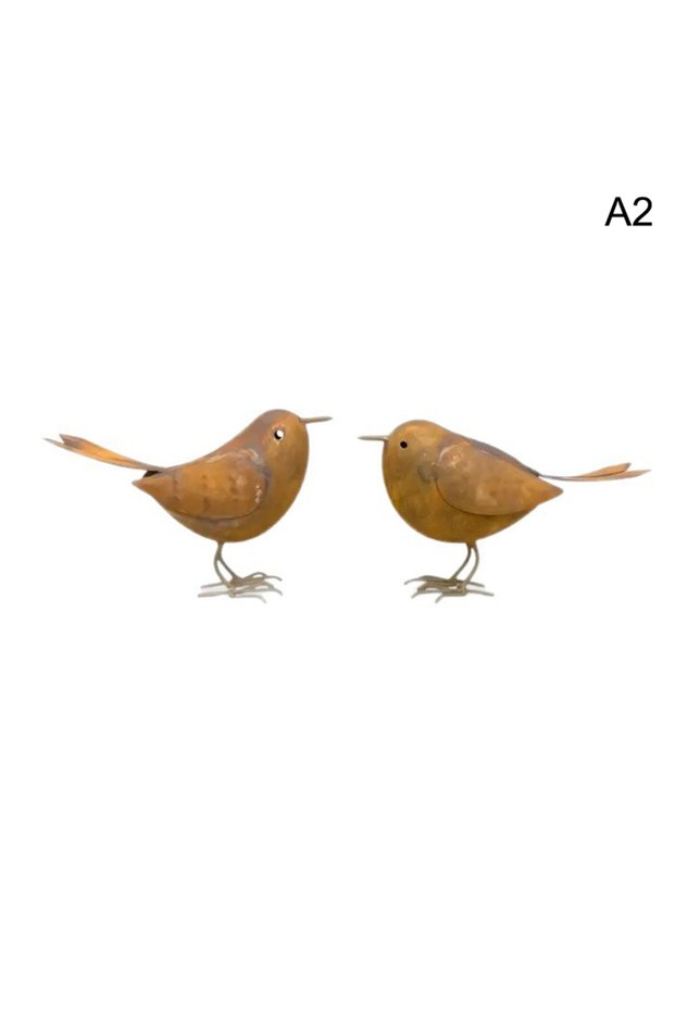 A2 Rustic Metal Birds Outdoor Garden Decor Iron Art Birds Statue Metal Bird Ornament Courtyard Sculp