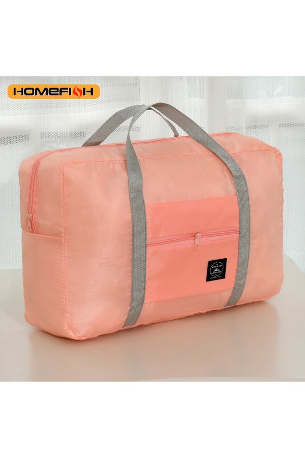 pink Homefish Folding Travel Storage Bag Large Capacity Luggage Handbag for Travel Moving
