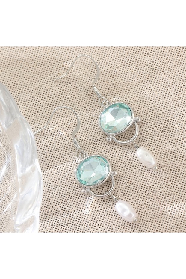 Blue A342 Elegant Charm Blue Synthetic Zirconia Silvery Drop Earrings for Women Fashion Temperament