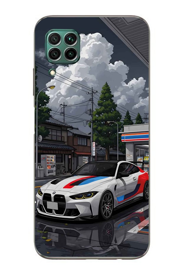 حافظة هاتف شفافة متوافقة مع هاتف هواوي P40 Lite بنمط BMW