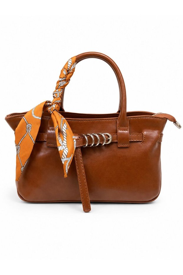 Stylish Shoulder and Hand Bag with Scarf Detail | Daily Bag with Metal Ring Design