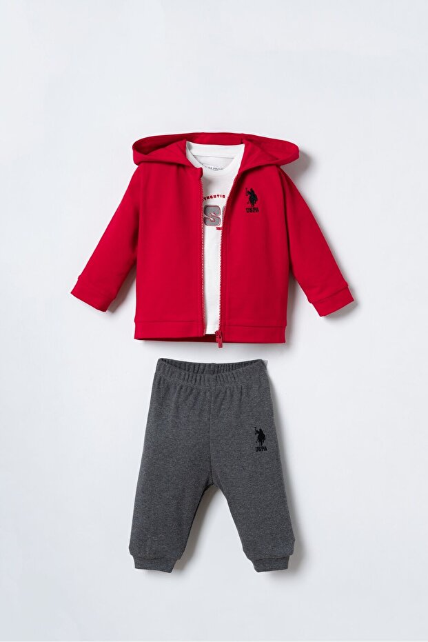 Baby Boy Embroidered Red Cardigan Set Usb3187-C-V1