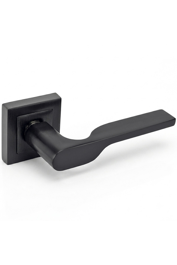 Black Steel Door Handle with Square Badge - Single Right-Handed Handle (Metal Product!) !!)