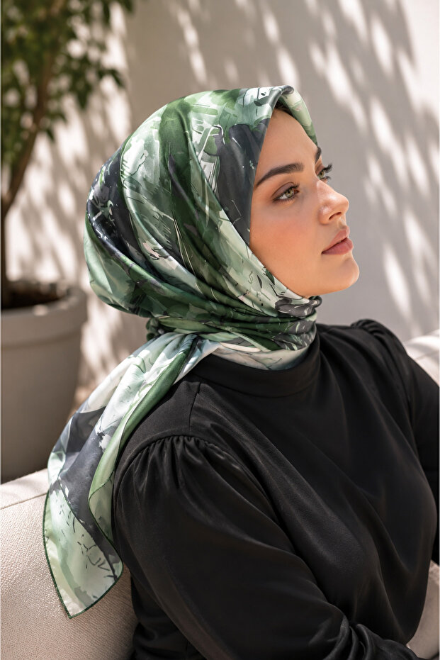 Pastel Flower Pattern Scarf Series Green