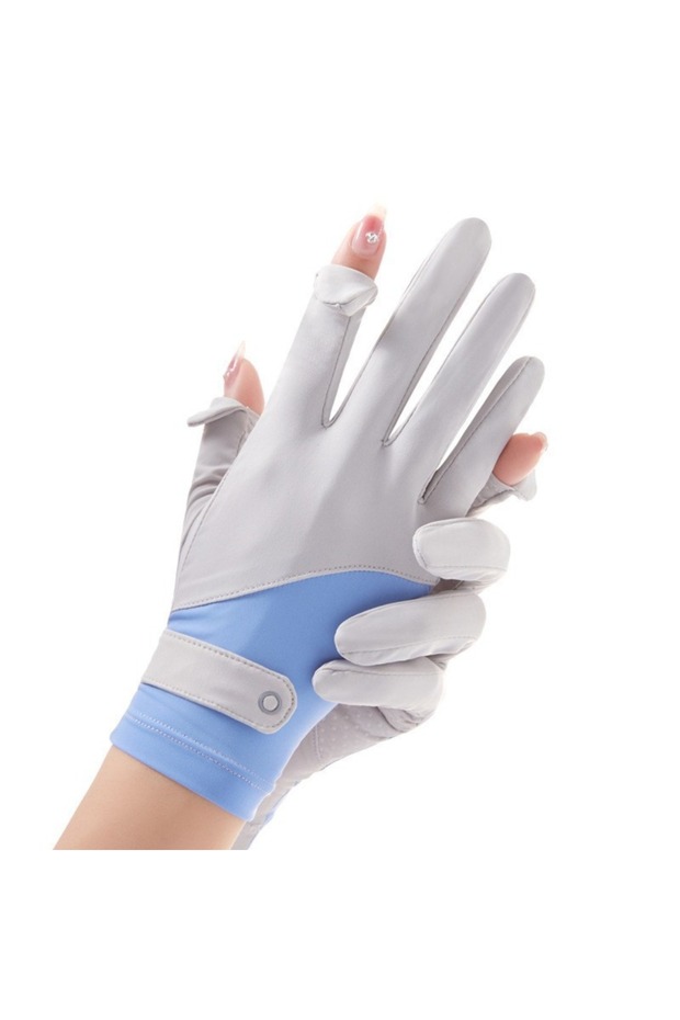 grey blue Sun Protection Gloves For Women Breathable Sunscreen Ice Silk Gloves Colorful Elegance Thi