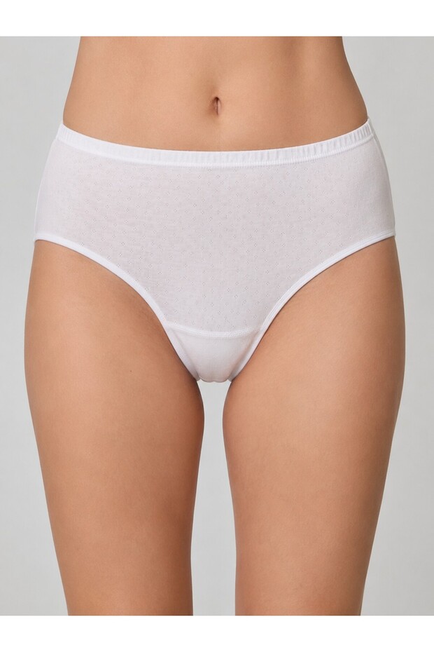 6 Pieces 100% Cotton Jacquard-Transfered (Perforated) Bato Large Size High Waist Women's Panties