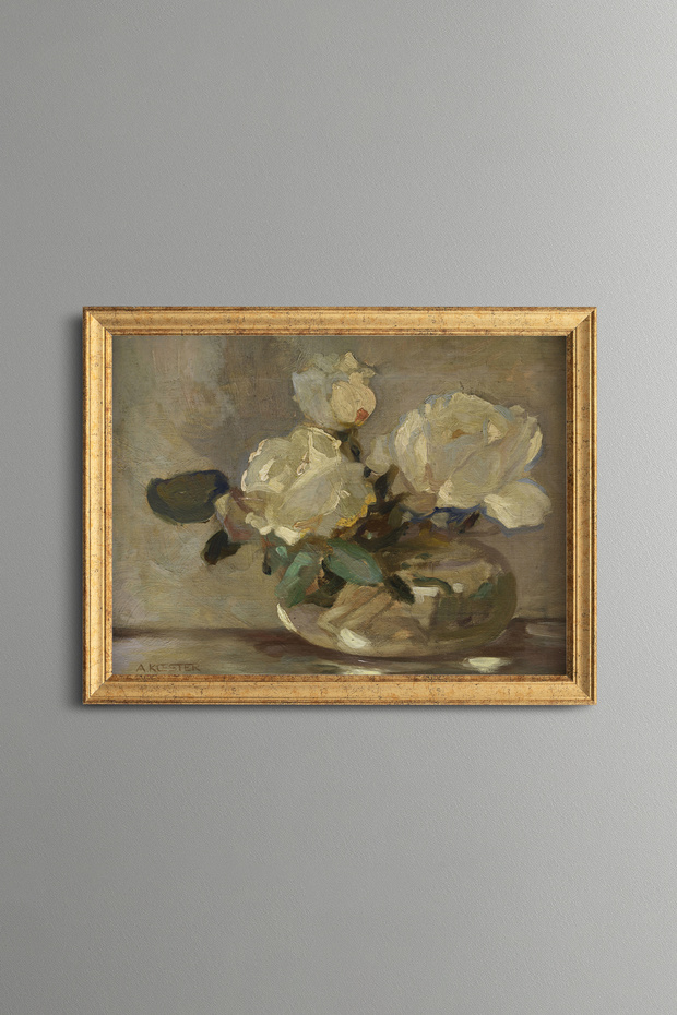 Floral Still Life - Vintage Patterned Painting - Fine Model
