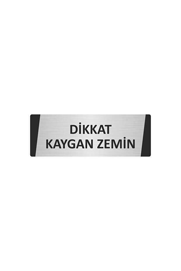 Attention Slippery Floor Metal Warning Sign 5X20 cm Silver Color