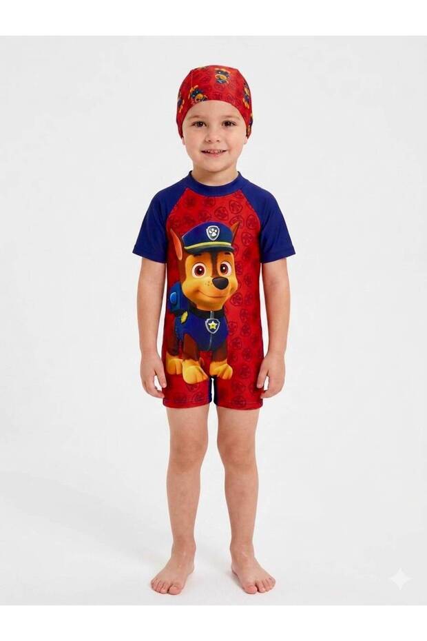 Pati Kahraman Printed Boy's Bonnet and Swimsuit Set