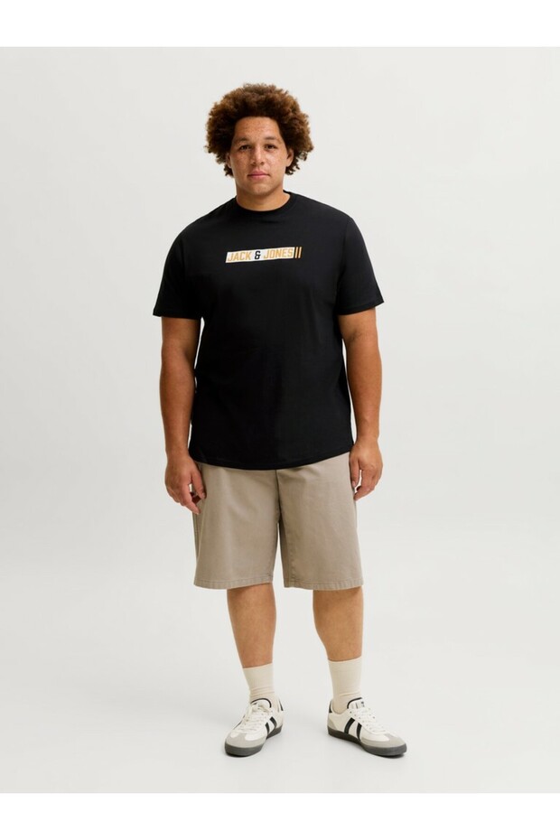 Men's Black Jjmunk Tee Ss Crew Neck Sn Pls Large Size T-Shirt