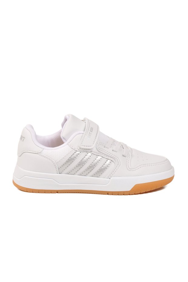 White-Silver Comfortable Sole Girls' Sports Shoes 752 F