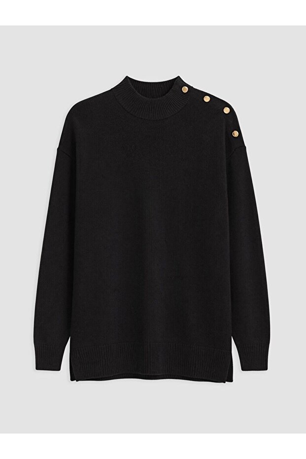Lcw Modest Black Half Turtleneck Women's Knitwear Tunic