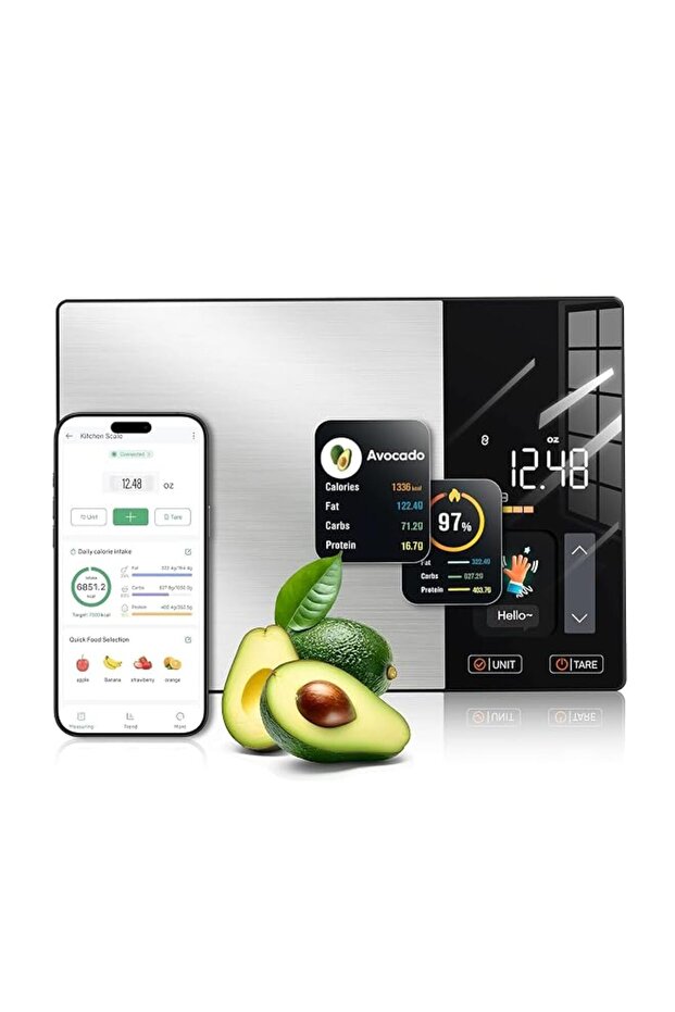 Kitchen Scales Food Scales Calorie Counting Nutrition Food Scale with Free App & Bluetooth Tracks 20 Nutrients.