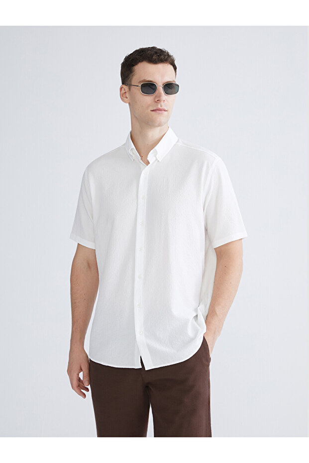 قميص رجالي بأكمام قصيرة من NEVAVM بتصميم Regular Fit