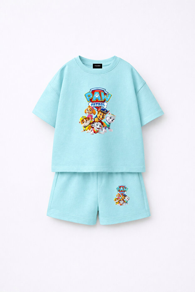 Paw Patrol Printed Oversize 100% Cotton T-Shirt Shorts Kids 2-Piece Set