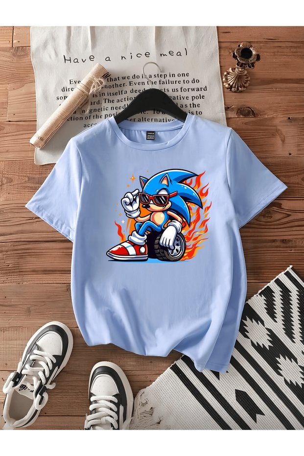 Sonic the Hedgehog New Season Printed Circular Neck Cotton Short Sleeve Children's T-Shirt