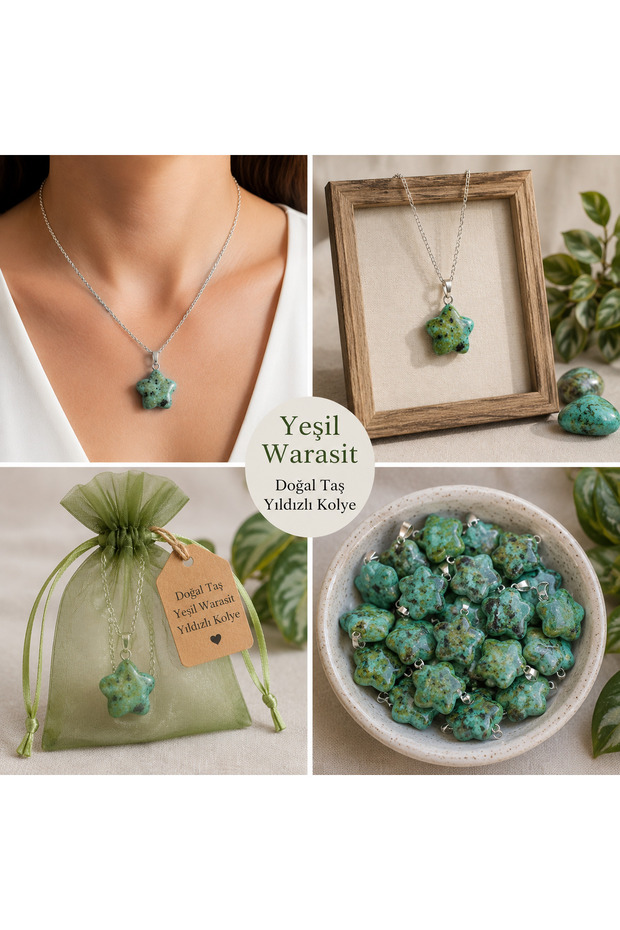 Green Varasit Star Natural Stone Necklace | Certified