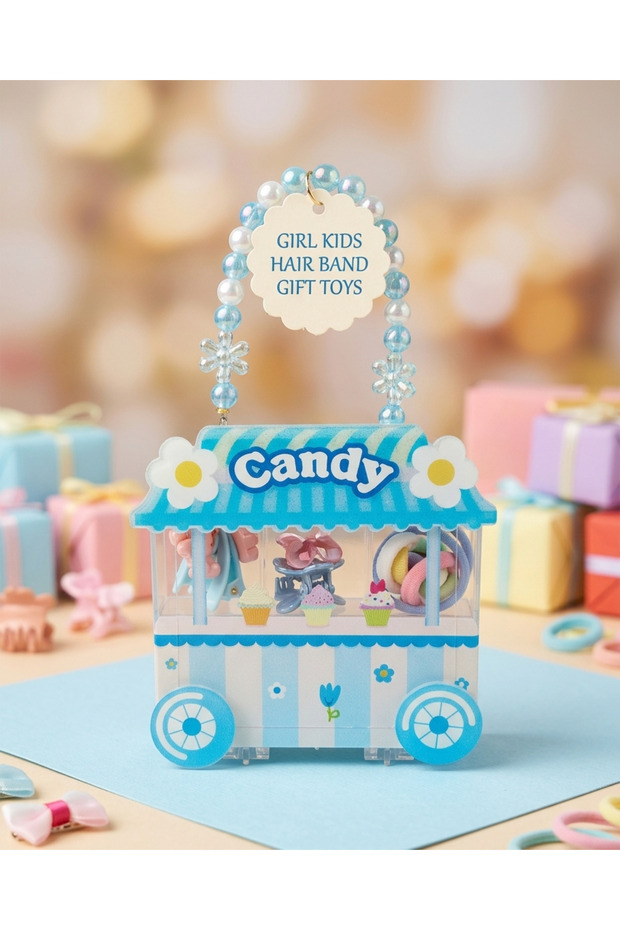 Kids Hair Accessory Gift Set with Pearl Flower Headband, Hair Bands & Clips, Miniature Toy Store Playset