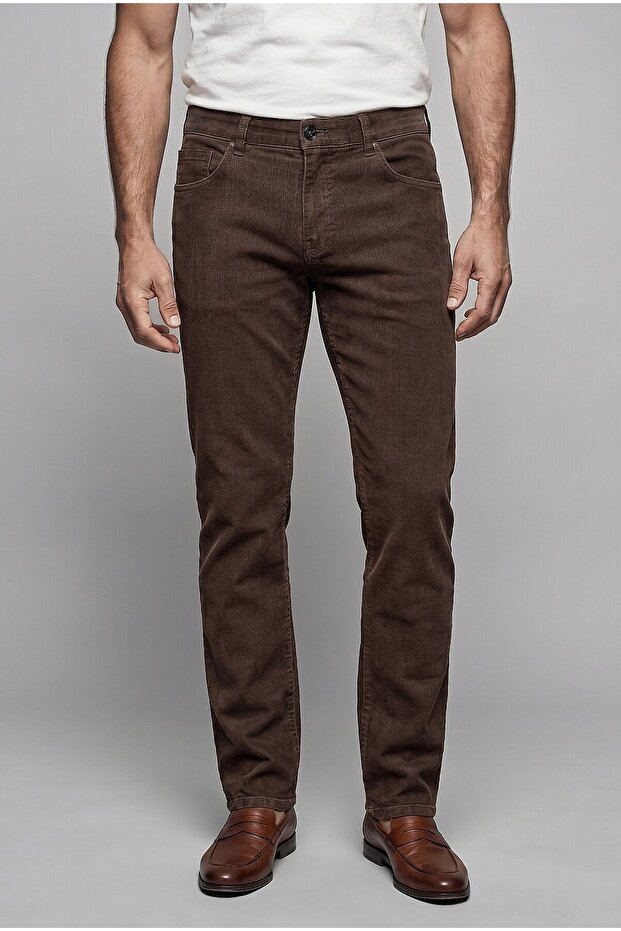 Brown Velvet Zippered Sports Pants