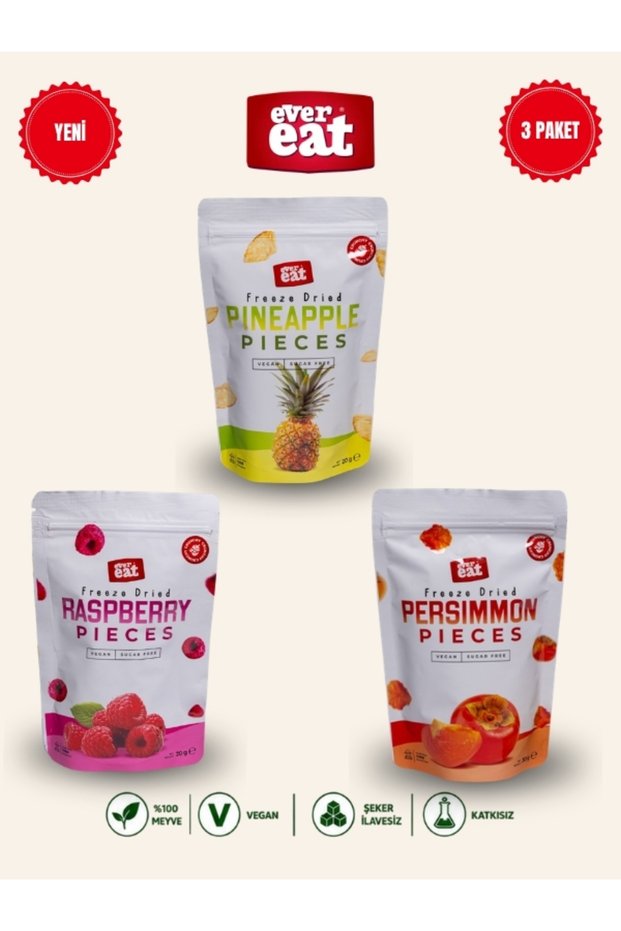 Pineapple-Raspberry-Date Freeze Dry Fruit Chips 3-Pack Natural Snack