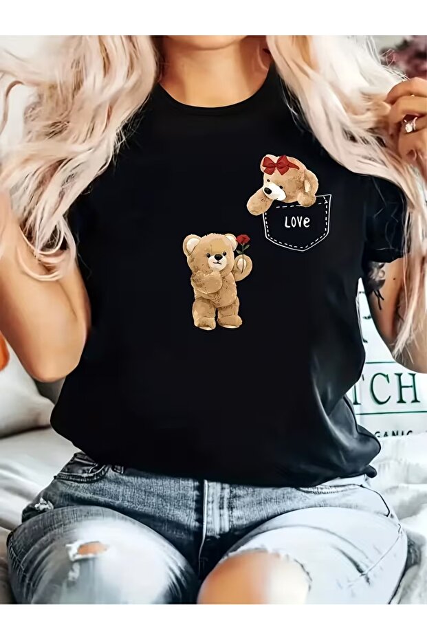 تيشيرت مريح للجنسين بطباعة مختلطة