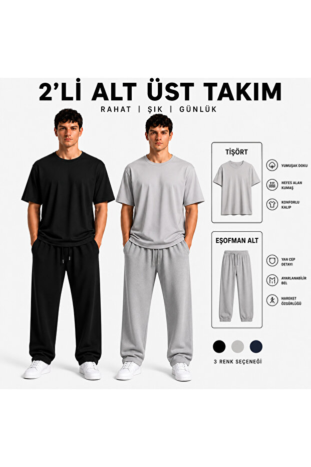 2-Piece Men's Sweatpants and Top Set, Lightweight and Breathable Fabric Combination