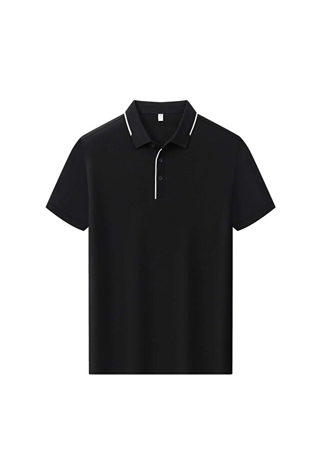 Arw98256 Seri̇ntutan--High Quality Men's Buttoned Merserized Polo Collar Tshirt