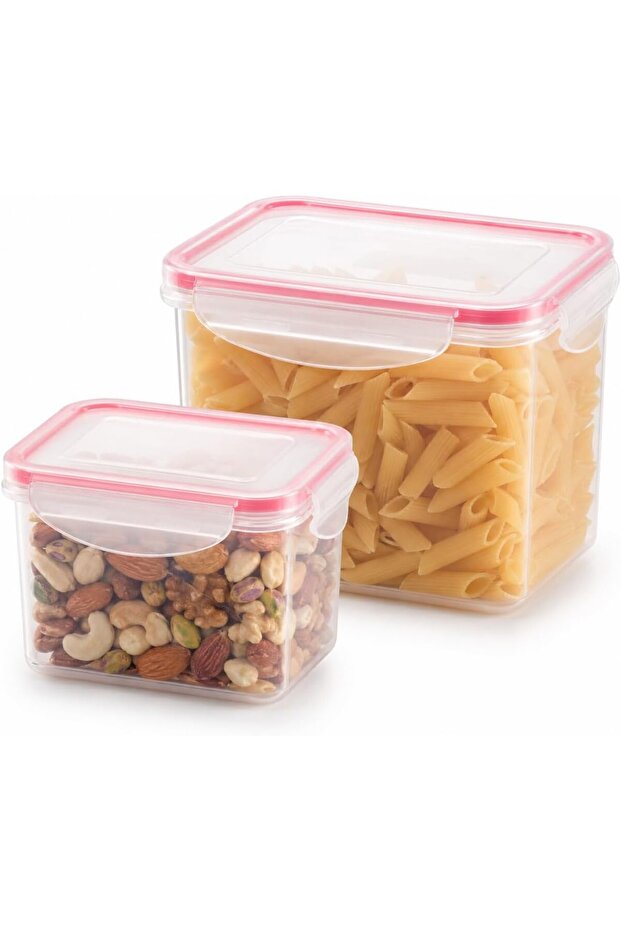 Plastic Food Storage Container Set, 2 PC with Locking Lids, 1.1L + 2.5L, Leakproof Containers