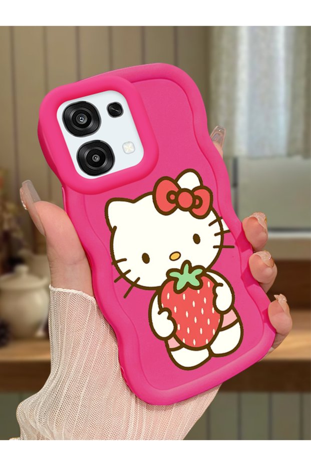 Oppo A6 Pro Compatible Case Camera Protector Red Silicone Couple Phone Case Kitty Pattern