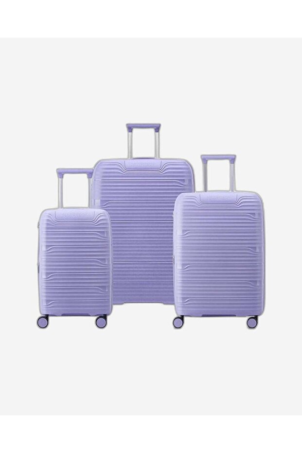 Dune Hardcase 4-Double Wheel Expandable Cabin and Check-In Luggage Trolley Set 3-Pieces - Lavender