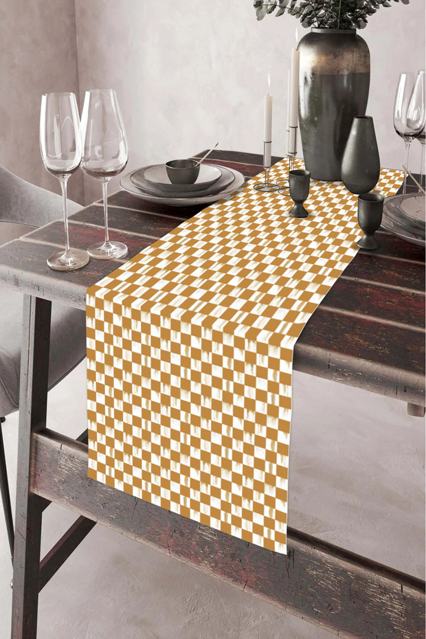 40X140Cm Woven Stain Resistant Printed Thai Feather Fabric Table Cloth Decorative Runner Washable